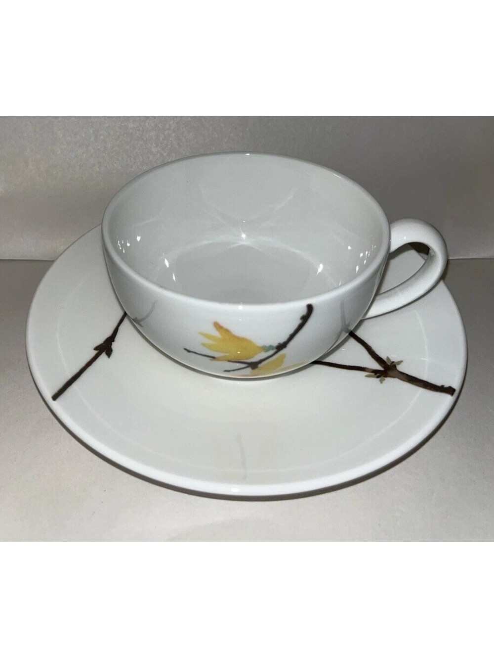 Wedgwood Painted Garden Forsythia Breakfast Cup & Saucer England New